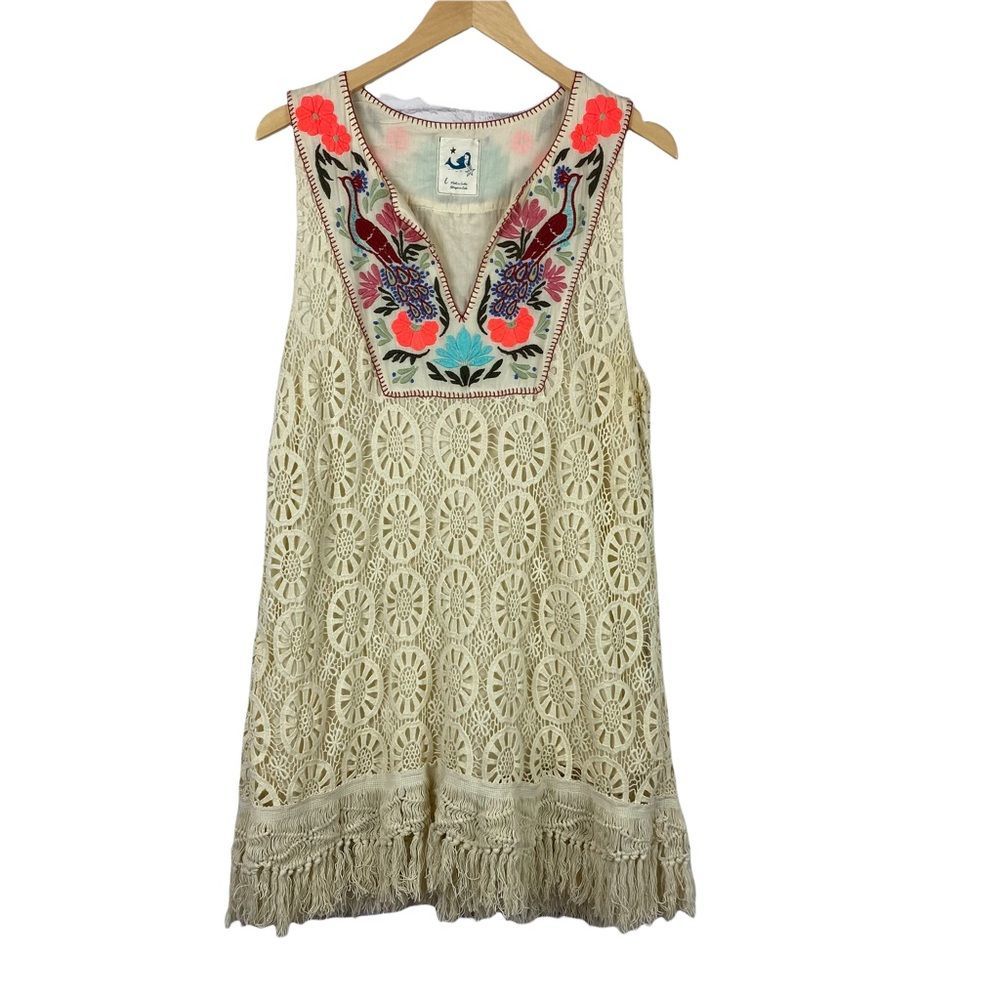 Anthropologie Mermaid embroidered lace crochet dress